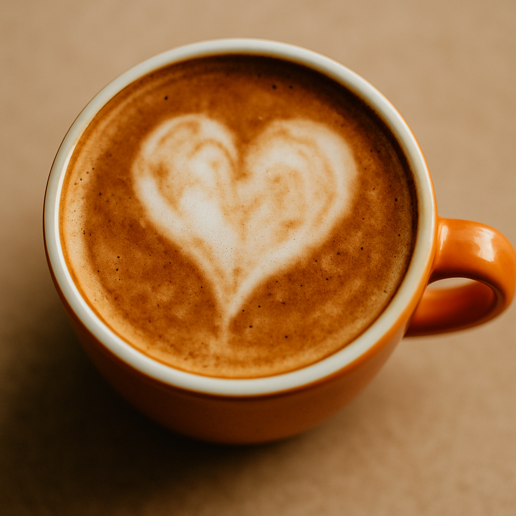 Latte art antes do treinamento (desenho irregular).